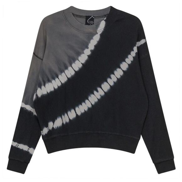 NEW Spades Women’s Dip Dye Long Drop Shoulder Sleeve Tee Shirt in Black / Grey - Picture 1 of 7